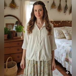 Vintage April Cornell blouse crotchet lace trim